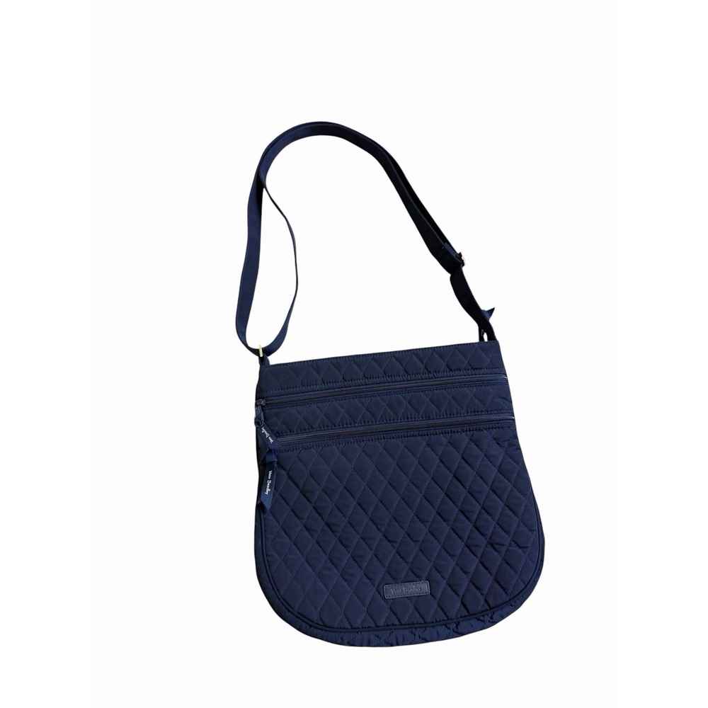 Vera Bradley Trio Zip Hipster Quilted Navy Blue Crossbody Bag Rose 12x11x2